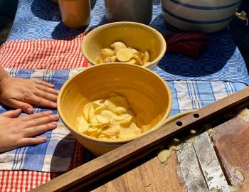 Potato Day at Island Farm features kettle-cooked potatoes that are freshly harvested. Potato Day at Island Farm features kettle-cooked potatoes that are freshly harvested.
