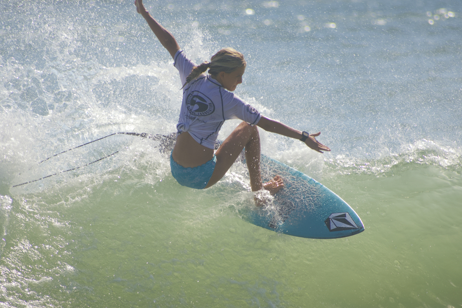 Competitor catches a wave at the 2022 ESA Championships at Jennette's Pier. Competitor catches a wave at the 2022 ESA Championships at Jennette's Pier.