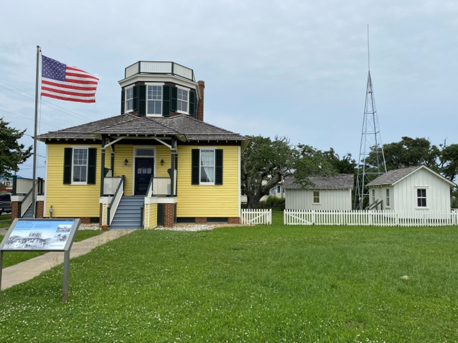 The Hatteras Weather Station with metal warning tower. The Hatteras Weather Station with metal warning tower.