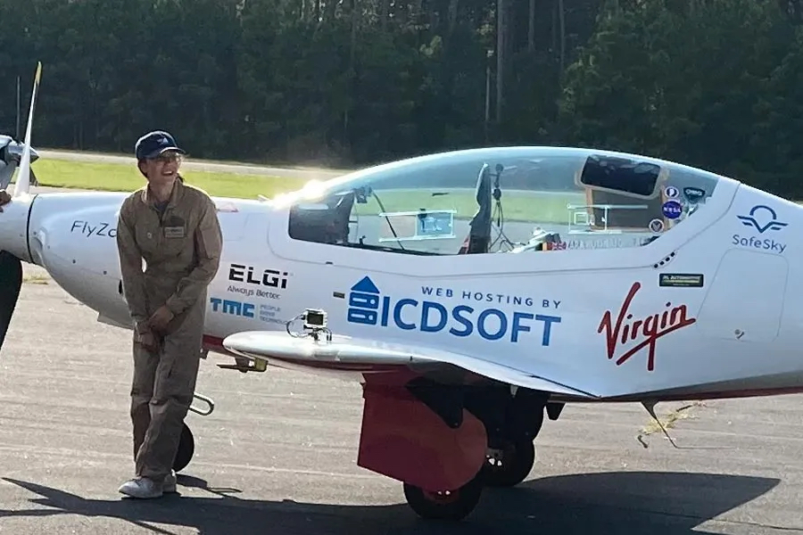 Zara Rutherford with her aircraft at Wright Brothers Memorial Airport. Photo Mark Jurkowitz, Outer Banks Voice. Zara Rutherford with her aircraft at Wright Brothers Memorial Airport. Photo Mark Jurkowitz, Outer Banks Voice.